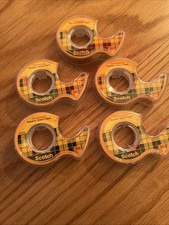5 Scotch Permanent Double-Sided Tape w/Dispensers / 5 Packs-Rolls 1/2" x 250"