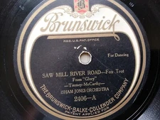 Isham Jones 78rpm Single 10-inch Brunswick Records #2406 Saw Mill River Road