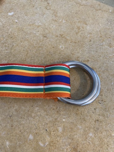 Vintage Polo Ralph Lauren Multicolor Rainbow Ribbon Belt Made in USA EUC