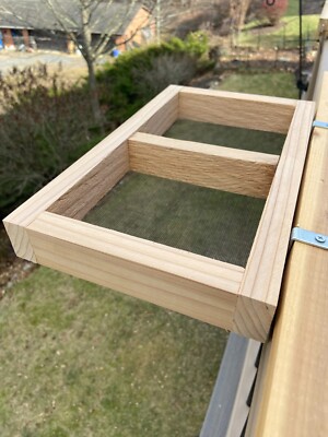 Platform Bird Feeder- Med. Cedar Tray Hangs On The Outside Of The Deck Railing.