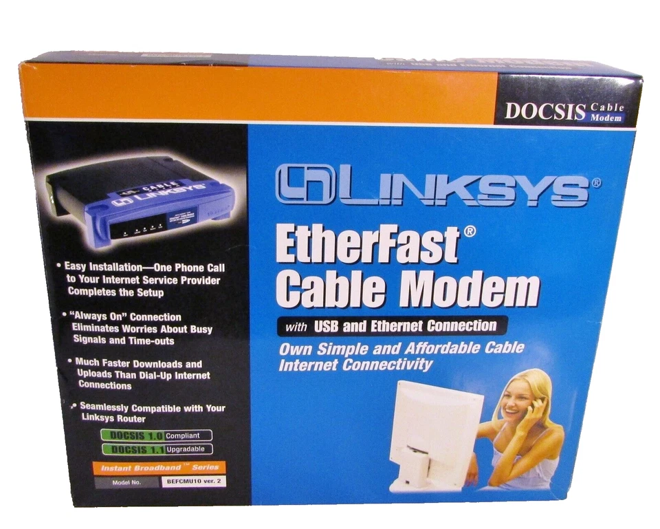 Linksys EtherFast Cable Modem with USB & Ethernet Connections (BEFCMU10 ver. 2) - Image 2 of 4