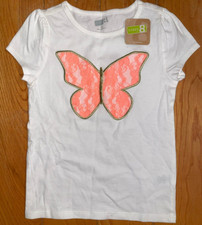 CRAZY 8: Girl's White T-Shirt w/ Big Pink Butterfly, Size 5T New with Tag