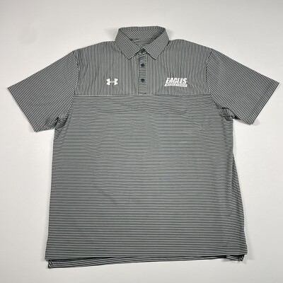 Under Armour Shirt Men s XL Green Gray Stripe Eagles Basketball Performance Polo
