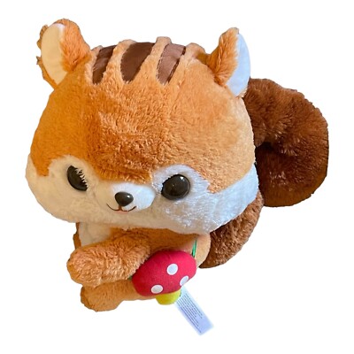 Amuse Fusappo Nuts Fuzzy Tail Squirrel 14  Stuffed Animal Mushroom Satchel Japan