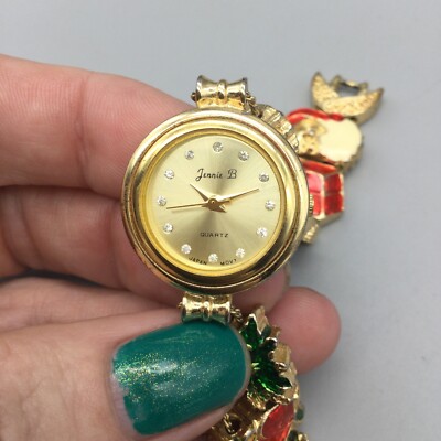 アンティーク ヴィンテージ パステル ベビー ピンク 時計 ナーサリー Vtg Jennie B Watch Women Christmas Santa Slide Charm Band