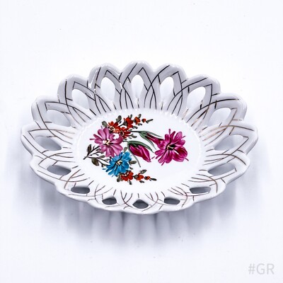 JRJS Cluj Napoca Schale aus Porzellan mit Blumendekor & Goldverzierung 19 cm