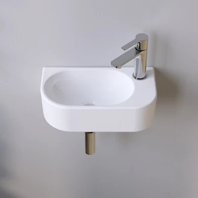 AQUABATOS Waschbecken Keramik Weiß Eckig Handwaschbecken für das Badezimmer und Gäste-WC