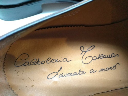 Calzoleria Toscana Brown Leather Oxford Square Toe Brogues Men's Shoe 11.5M 45 - Picture 8 of 11