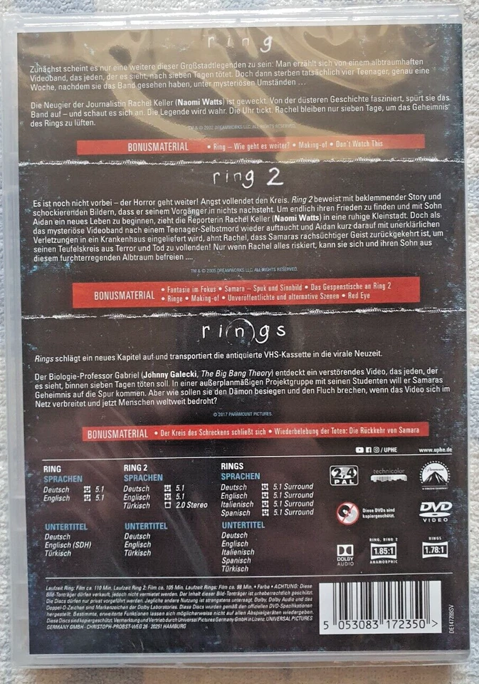 The Ring Edition [3 DVDs] NEU OVP  Naomi Watts - Bild 2 von 2