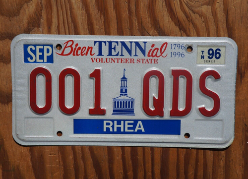 Targa Stato Tennessee 1996 # 001 QDS - # 1 Cutie - Foto 1 di 3