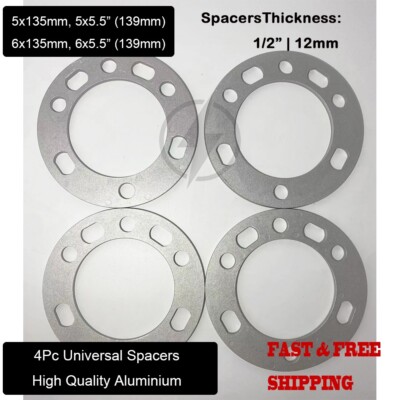 4Pc 6x5.5 | 139.7mm Wheel Spacer 1/2'' | 12mm For Chevy GMC Silverado Sierra 1500