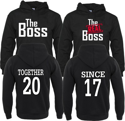The Boss The Real Boss LOVE VALENTINE'S Together Since COUPLE HOOD-S-3XL