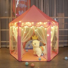 Enchanting Hexagon Tent Playhouse with Star Lights for Girls