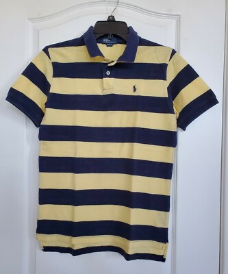 【関税&送料込】Polo Ralph Lauren Blue Yellow Striped Wool S Polo Ralph Lauren XXL Blue/Yellow Men's Custom Fit Logo