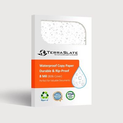 250 PAGES OF TERRASLATE 8 MIL 8.5 x 11'' Rain/Weatherproof Printer Paper FREE S&H