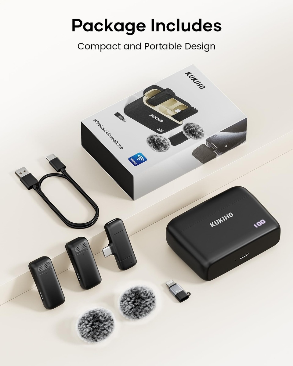 emi-kichi KUKIHO Wireless Lavalier Microphone with Charging Case 36H