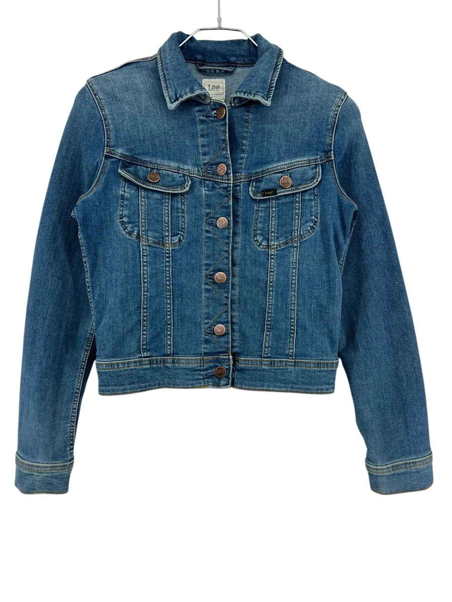 Veste En Jean Lee Rider - Taille L, Lavée Foncée, 100% Coton, Manches Longues, Occasion Très Bon état