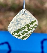 Tumbled Sea Glass Drilled Blue Ridge/Southern Potteries Textured Pendant #1888