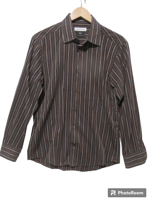 VERSAGE  40 トップス Sz 40 15 3/4 Versace Collection Trend Men Brown Stripe