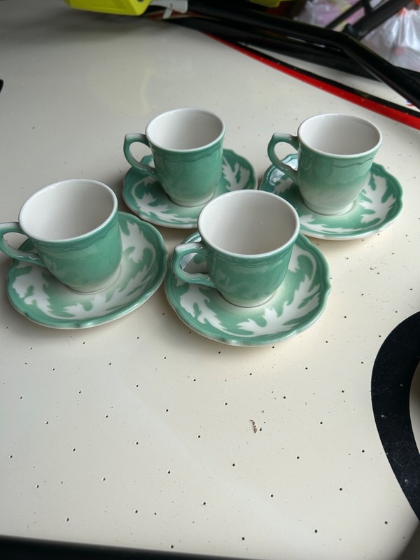 Vintage Syracuse Restaurant China Oak Leaf Oakleigh Demitasse Lot 4 Espresso WOW