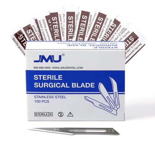 100pcs JMU Dental Surgical Blade #15 Stainless Steel Disposable Sterile Blades - 第 1/21 張圖片