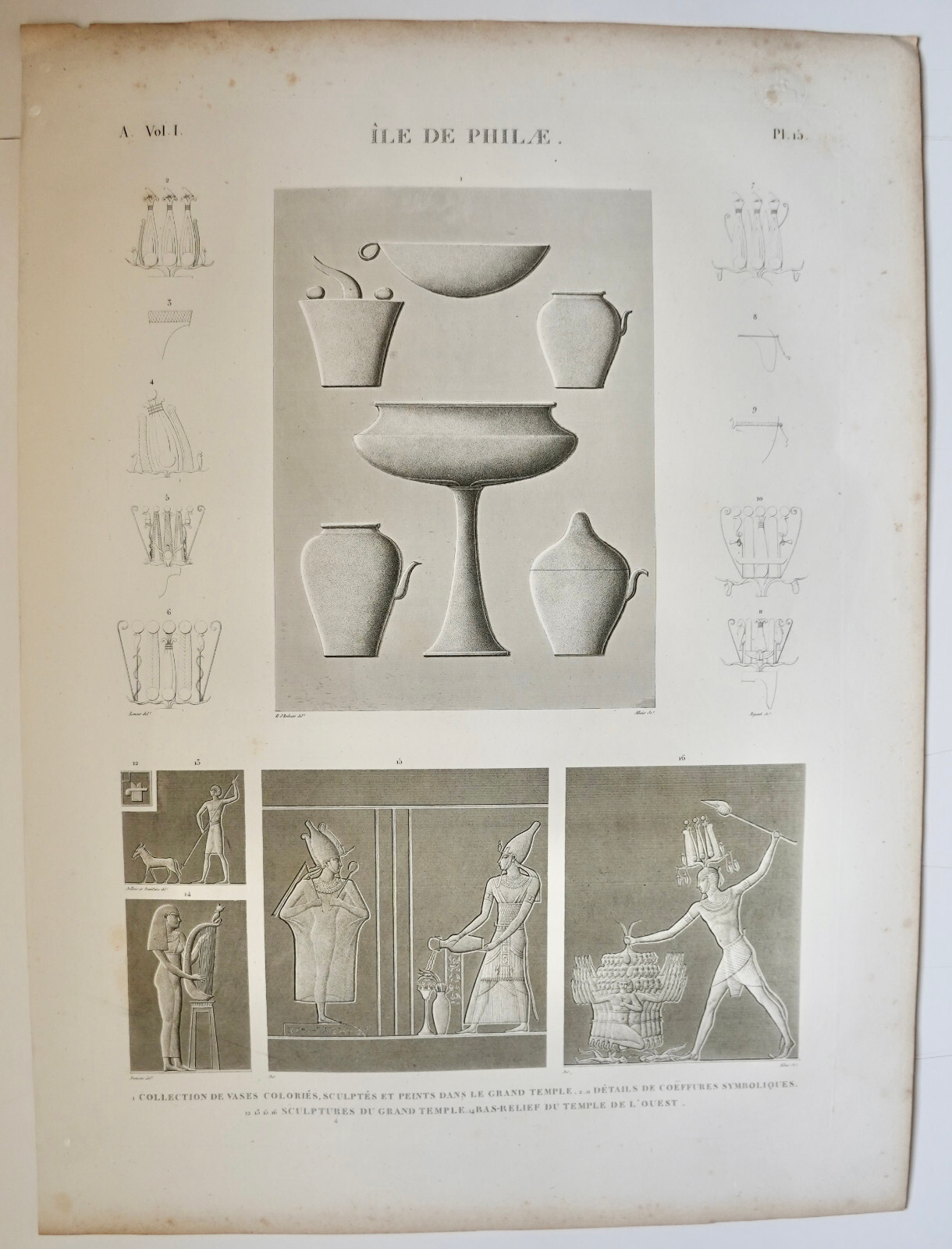 DESCRIPTION EGYPTE NAPOLEON ORIGINAL 1821 ILE DE PHILAE. (pl. 15, A. vol. I).Col