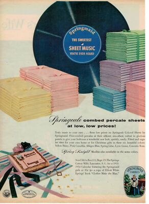Springmaid Perkal Blätter Original Anzeige aus Farm Journal Magazin 1953 2789A