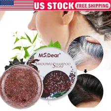 Hair Soap Bar Anti-Grey Natural Polygonum Essence Reverse Hair Darkening Shampoo