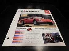 1967-1974 Ferrari Dino Spec Sheet Brochure Photo Poster 68 69 70 71 72 73