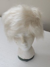 VTG women's FAUX FUR HAT union made USA White 1950s Retro ladies winter hipster