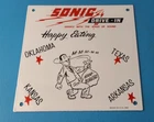 Vintage Sonic Drive-In Sign - Porcelain Restaurant Fast Food Diner Gas Pump Sign