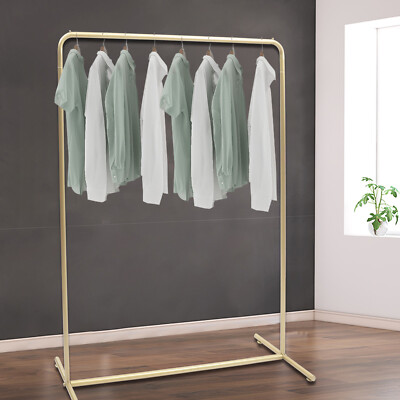 Modern Metal Rail Garment Rack, Floor Standing Heavy Duty Clothes Display Rack