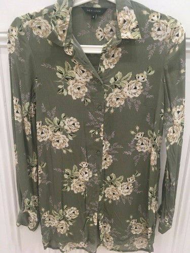 green floral long sleeve blouse, shirt 