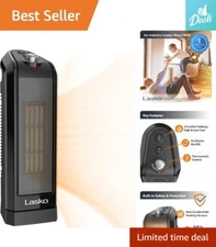 Rapid Ceramic Space Heater - Fast Heating, 3 Speeds - 15.7 Inches, Black, 1500W