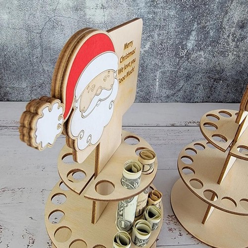 Soporte de dinero único de Navidad para regalos en efectivo dinero de madera árbol de Navidad decoración EE. UU. - Imagen 9 de 14