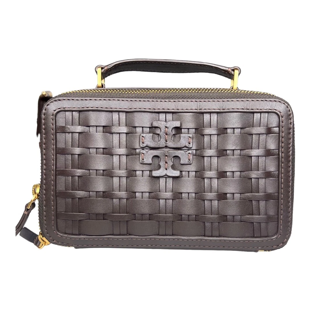 Mini borsa a tracolla Tory Burch Britten tessuto manico superiore catena