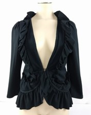 Cartonnier Anthropologie Women's Black Ruffled Blazer Size S