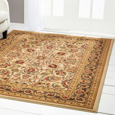 TRADITIONAL BLACK BEIGE RED FLORAL Persien AREA RUG ORIENTAL BORDERED CARPET