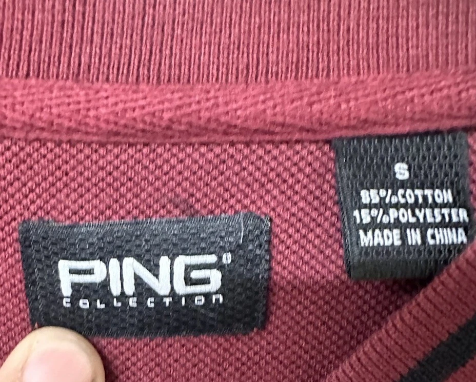 Sudadera de golf Ping para hombre roja deletreada bordada cuello en V talla pequeña Foto 3 de 4