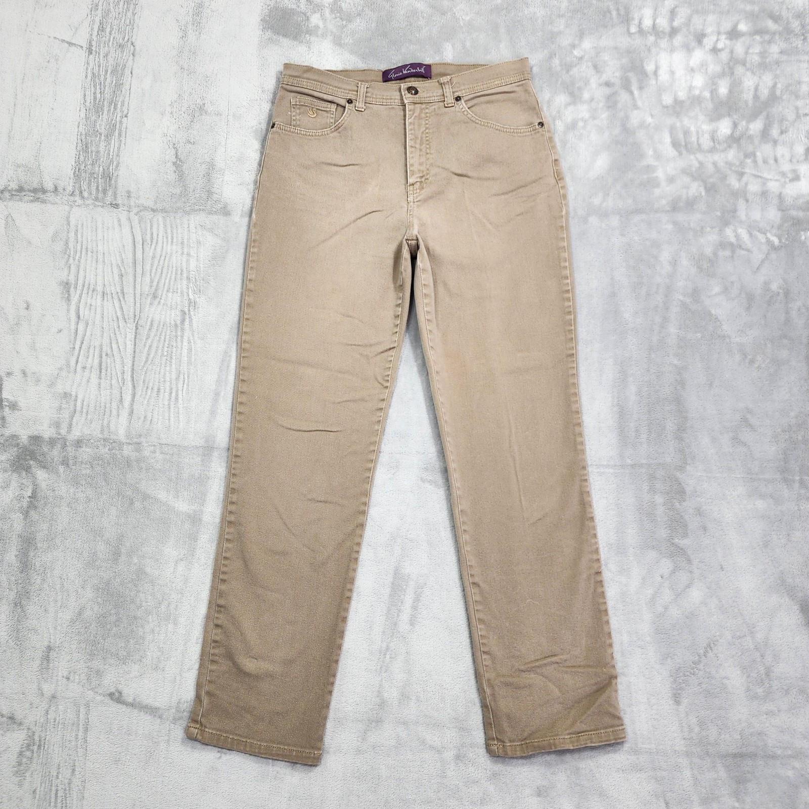 Womens 10 Beige High Rise Amanda Tapered Stretch Denim