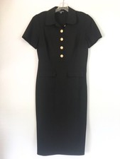 J Crew Sheath Dress Collared Italian Bi-Stretch Wool Blend Womens 8 Black