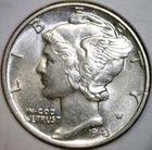1943 BU + Mercury Dime Coin NICE LUSTER SILVER LOT #3  NR