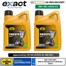 Image of KROON OIL Presteza MSP+ 5W-30 Approved Under VW, BMW, Mercedes & Opel - 1L x 2