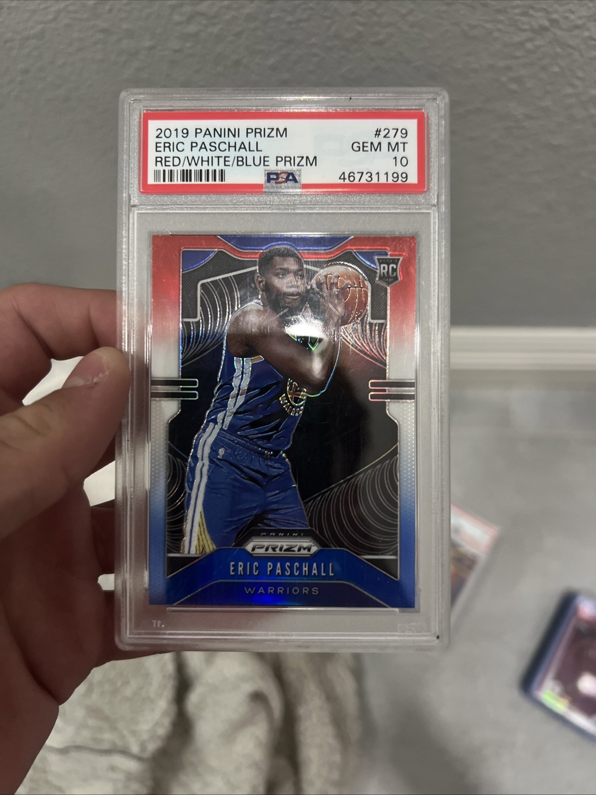 2019 PANINI PRIZM RED/WHITE/BLUE PRIZM #279 ERIC PASCHALL ROOKIE RC PSA 10