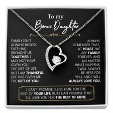 To My Beautiful Bonus Daughter Necklace from Mom and Dad, Pendant Gift