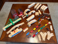 Vintage Brio Train Set 70s/80s Wood with many extras Ferry Boat/Countryside RARE