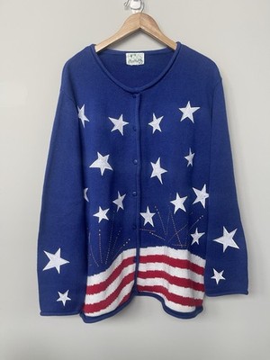 The Quacker Factory | Vintage USA Fourth of July Button Front Sweater Novelty