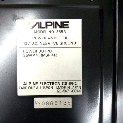 Alpine 3553 4/3/2ch Car Amplifier 35W x4 Old School Class A/B JDM