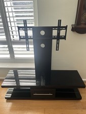 Black  TV Stand with Mount – Fits up to 60” TVs – Modern Design – Used