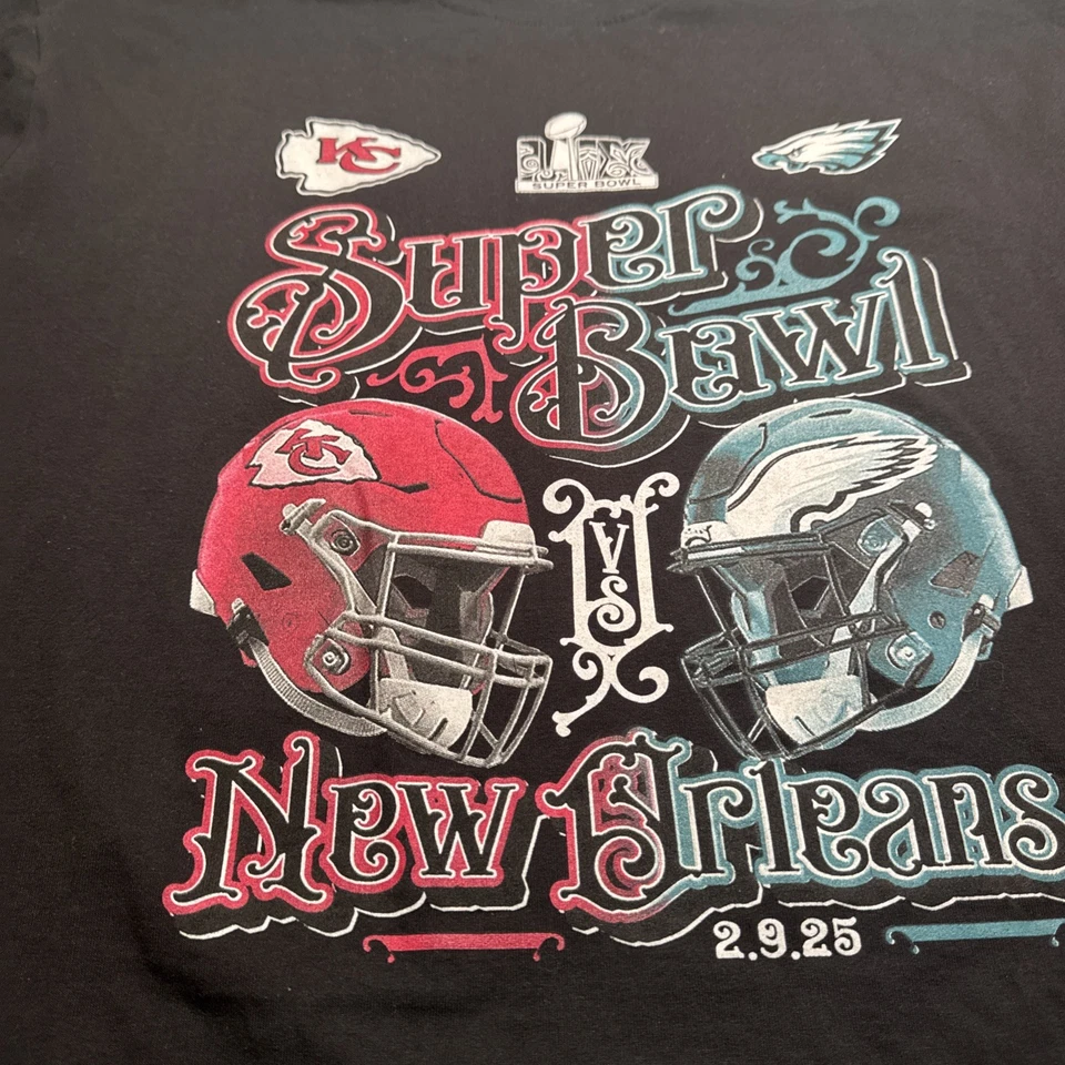 Camiseta Super Bowl LIX 2025 Kansas City Chiefs Vs Philadelphia Eagles 2XL XXL Foto 2 de 4
